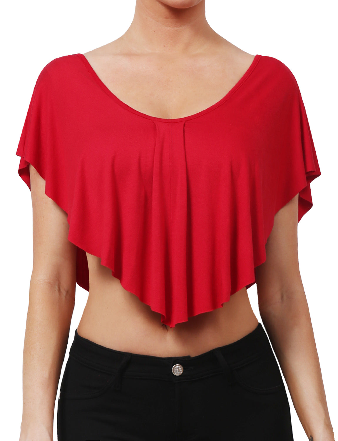SOLID STRETCH LOOSE FIT CUT KIMONO CROP TOP NEWT302 