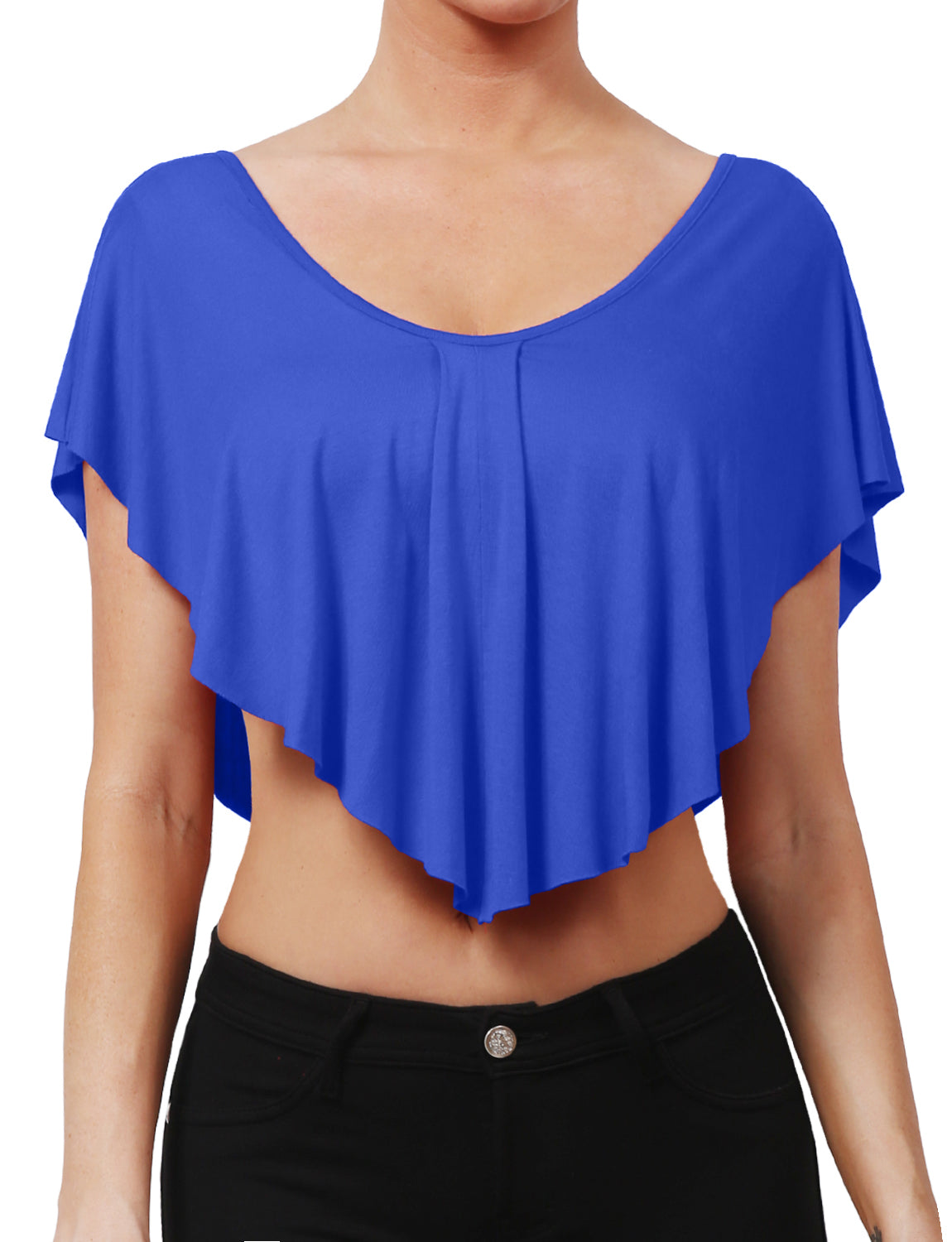 SOLID STRETCH LOOSE FIT CUT KIMONO CROP TOP NEWT302 