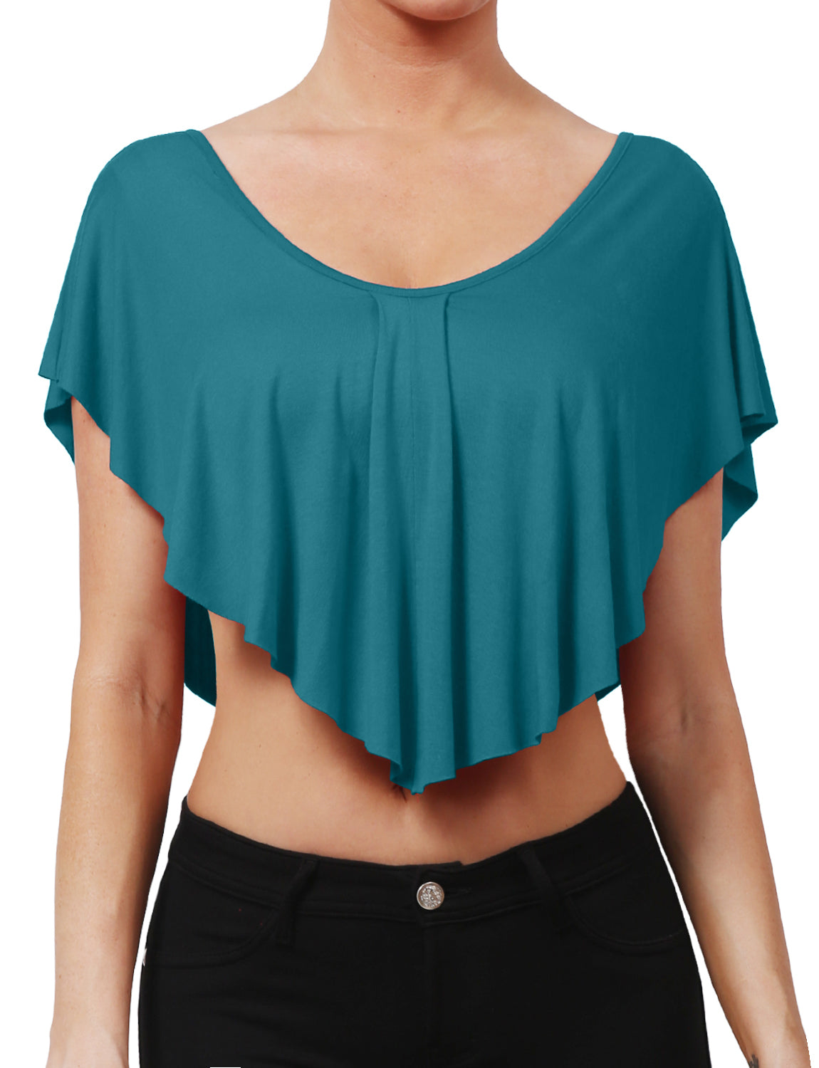 SOLID STRETCH LOOSE FIT CUT KIMONO CROP TOP NEWT302 