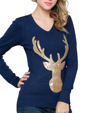 RUDOLPH LONG SLEEVE FLAT SEQUINS TOP SWEATER NEWT305 