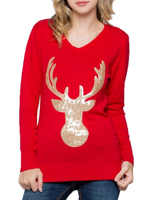 RUDOLPH LONG SLEEVE FLAT SEQUINS TOP SWEATER NEWT305 