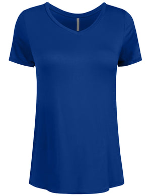 BASIC SIMPLE SHORTS SLEEVE V-NECK SPANDEX T-SHIRTS NEWT308 