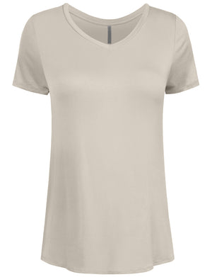 BASIC SIMPLE SHORTS SLEEVE V-NECK SPANDEX T-SHIRTS NEWT308 