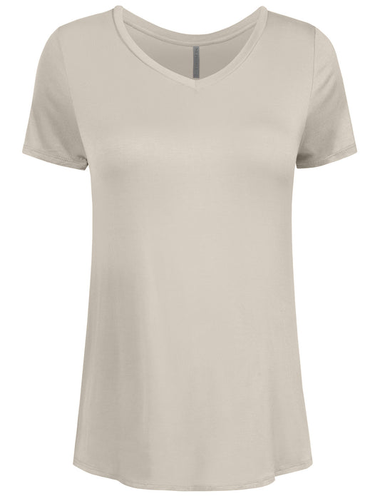 BASIC SIMPLE SHORTS SLEEVE V-NECK SPANDEX T-SHIRTS NEWT308