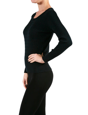 WOMEN’S LONG SLEEVE ROUND NECK CABLE KNIT SWEATER NEWT312 