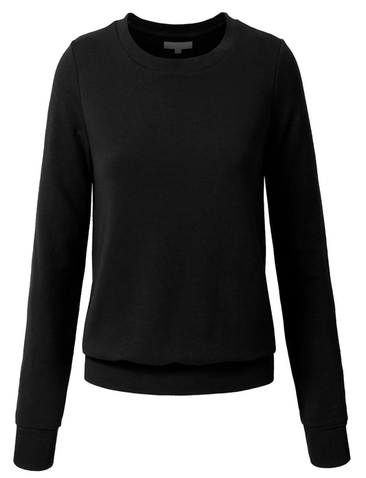 WOMEN BASIC PULLOVER CREW NECK SWEAT-SHIRTS NEWT35