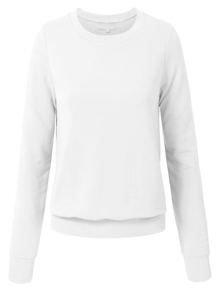 WOMEN BASIC PULLOVER CREW NECK SWEAT-SHIRTS NEWT35 