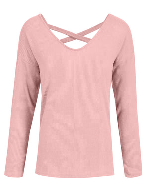 LOOSE FIT ROUND NECK CRISS CROSS SOFT KNIT SWEATER TOP NEWT351 