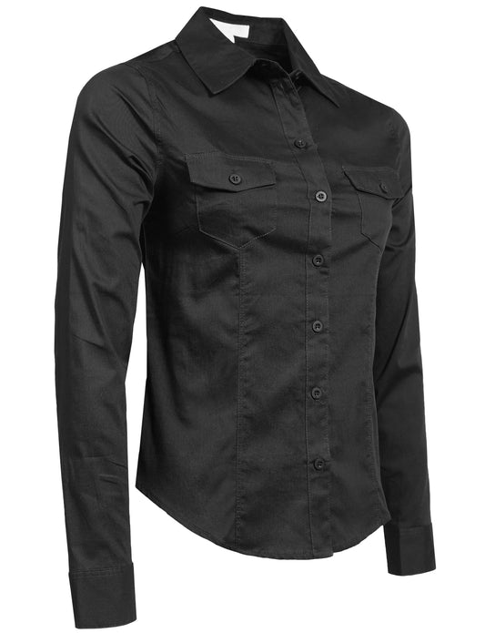 FITTED TAILORED LONG SLEEVE BUTTON DOWN STRETCH SHIRTS NEWT507 PLUS