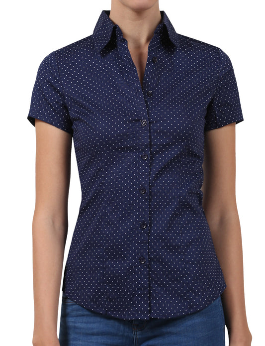 LIGHT WEIGHT SHORT SLEEVE TAILORED POLKA DOT BUTTON DOWN DRESS SHIRTS NEWT57