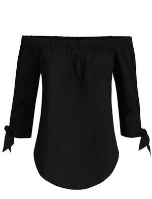 ELEGANT TIED 3/4 SLEEVE OPEN SHOULDER BLOUSE TOP NEWT700 