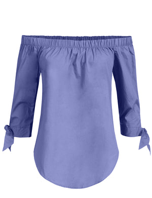 ELEGANT TIED 3/4 SLEEVE OPEN SHOULDER BLOUSE TOP NEWT700 