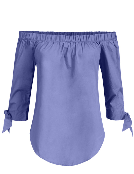 ELEGANT TIED 3/4 SLEEVE OPEN SHOULDER BLOUSE TOP NEWT700