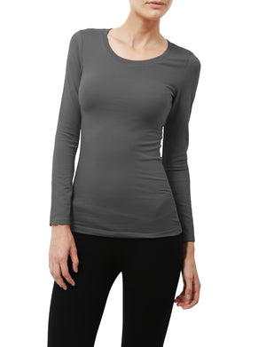 LIGHT WEIGHT BASIC LONG SLEEVE ROUND CREW NECK CASUAL T-SHIRTS NEWT78 