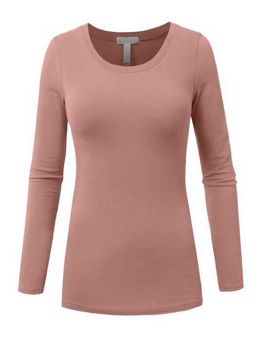 LIGHT WEIGHT BASIC LONG SLEEVE ROUND CREW NECK CASUAL T-SHIRTS NEWT78