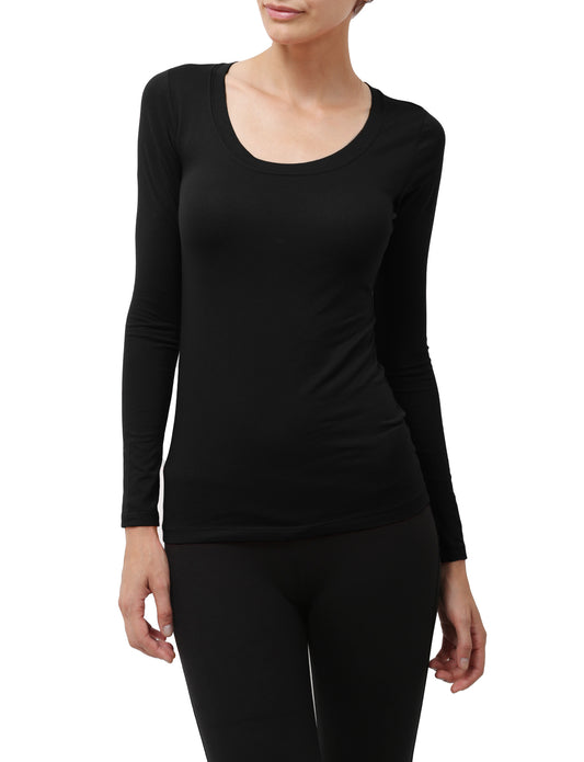 LIGHT WEIGHT BASIC LONG SLEEVE ROUND SCOOP NECK SHIRTS NEWT79 PLUS