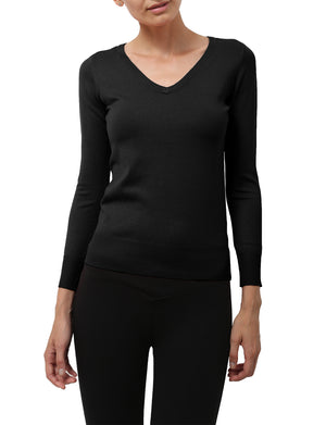 LIGHT WEIGHT BASIC LONG SLEEVE V-NECK PULLOVER KNIT SWEATER NEWT80 