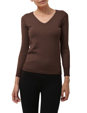 LIGHT WEIGHT BASIC LONG SLEEVE V-NECK PULLOVER KNIT SWEATER NEWT80 PLUS