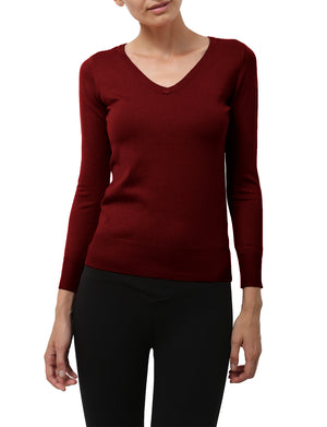 LIGHT WEIGHT BASIC LONG SLEEVE V-NECK PULLOVER KNIT SWEATER NEWT80 PLUS