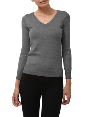 LIGHT WEIGHT BASIC LONG SLEEVE V-NECK PULLOVER KNIT SWEATER NEWT80 PLUS