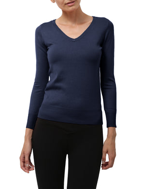 LIGHT WEIGHT BASIC LONG SLEEVE V-NECK PULLOVER KNIT SWEATER NEWT80 PLUS