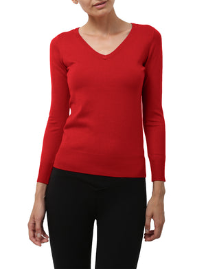 LIGHT WEIGHT BASIC LONG SLEEVE V-NECK PULLOVER KNIT SWEATER NEWT80 