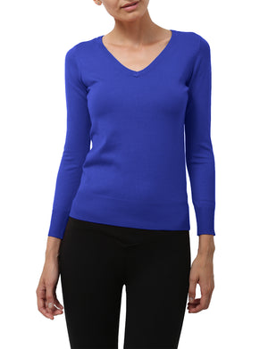 LIGHT WEIGHT BASIC LONG SLEEVE V-NECK PULLOVER KNIT SWEATER NEWT80 PLUS