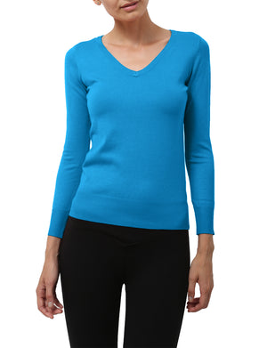 LIGHT WEIGHT BASIC LONG SLEEVE V-NECK PULLOVER KNIT SWEATER NEWT80 PLUS