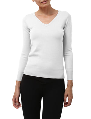 LIGHT WEIGHT BASIC LONG SLEEVE V-NECK PULLOVER KNIT SWEATER NEWT80 