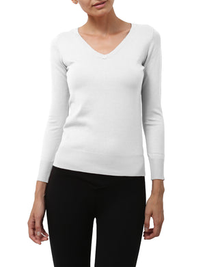LIGHT WEIGHT BASIC LONG SLEEVE V-NECK PULLOVER KNIT SWEATER NEWT80 PLUS