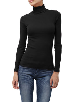 LIGHT WEIGHT BASIC LONG SLEEVE TURTLE NECK RIBBED SHIRTS NEWT88 