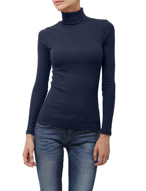 LIGHT WEIGHT BASIC LONG SLEEVE TURTLE NECK RIBBED SHIRTS NEWT88 