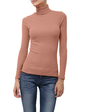 LIGHT WEIGHT BASIC LONG SLEEVE TURTLE NECK RIBBED SHIRTS NEWT88 