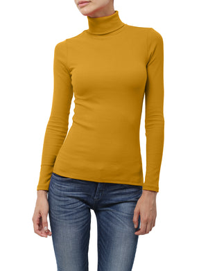 LIGHT WEIGHT BASIC LONG SLEEVE TURTLE NECK RIBBED SHIRTS NEWT88 