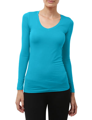 LIGHT WEIGHT BASIC LONG SLEEVE V-NECK SHIRTS NEWT90 