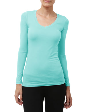 LIGHT WEIGHT BASIC LONG SLEEVE V-NECK SHIRTS NEWT90 