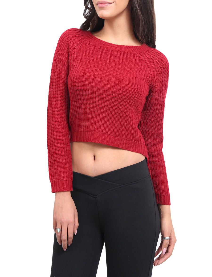 LIGHT WEIGHT LONG SLEEVES CHUNKY KNITTED SWEATER NEWT94 