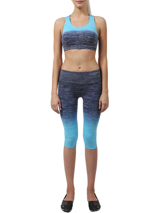 LIGHT WEIGHT FUNCTIONAL SEAMLESS BRA TOP CAPRI LEGGINGS ACTIVE SET