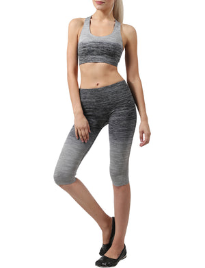 LIGHT WEIGHT FUNCTIONAL SEAMLESS BRA TOP CAPRI LEGGINGS ACTIVE SET NEWWAS02 