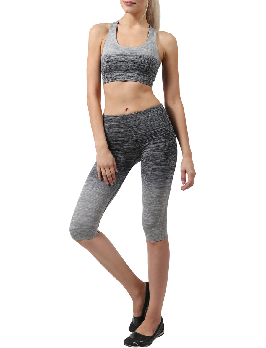 LIGHT WEIGHT FUNCTIONAL SEAMLESS BRA TOP CAPRI LEGGINGS ACTIVE SET