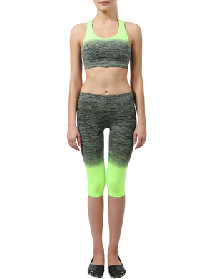 LIGHT WEIGHT FUNCTIONAL SEAMLESS BRA TOP CAPRI LEGGINGS ACTIVE SET NEWWAS02 