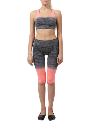 LIGHT WEIGHT FUNCTIONAL SEAMLESS BRA TOP CAPRI LEGGINGS ACTIVE SET NEWWAS02 