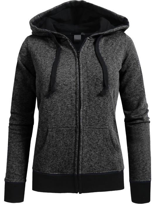 LONG SLEEVE HEATHERED FLEECE JACKET HOODIE NEWZ69 