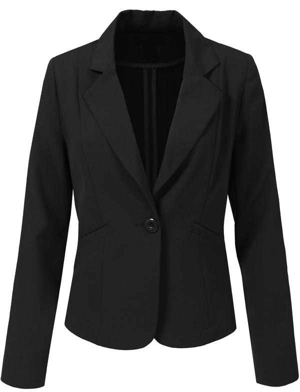 LIGHT WEIGHT FIT LONG SLEEVE TAILORED ONE BUTTON BLAZER JACKETS - NE PEOPLE