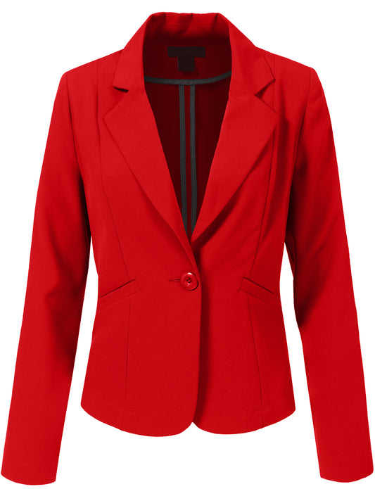 WOMEN LIGHT WEIGHT FIT LONG SLEEVE TAILORED ONE BUTTON BLAZER JACKET NNEWJ103