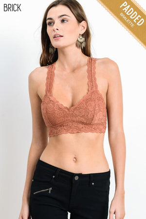 FLORAL LACE SCALLOP EDGE STRAP RACERBACK PADDED BRALETTE