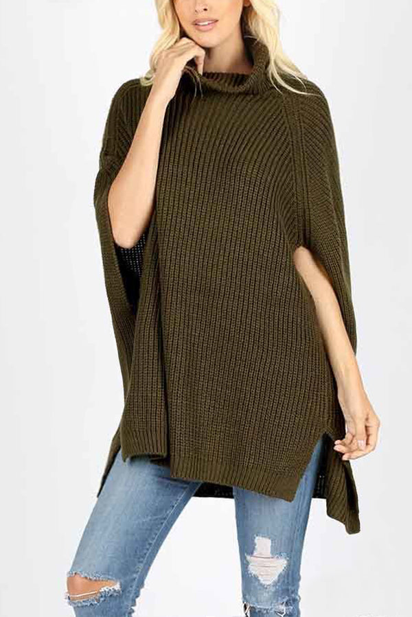 TURTLENECK PONCHO SWEATER