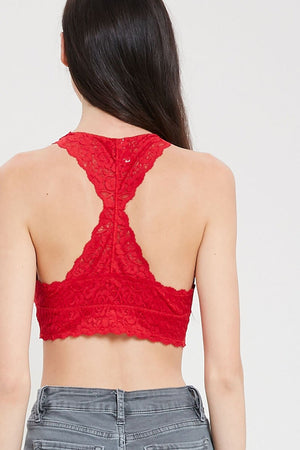 FLORAL LACE SCALLOP EDGE STRAP RACERBACK PADDED BRALETTE